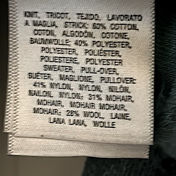 Anthropologie Mohair Open Cardigan Teal Blue Open Crochet Green Small Pockets - Picture 13 of 15